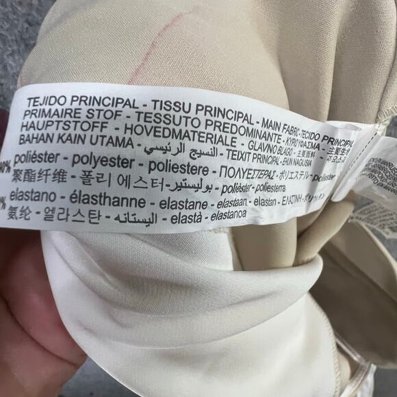 Zara Midi Slip Dress Women M Beige Cream Pleated Snakeskin Slit Blogger Favorite - Picture 13 of 14